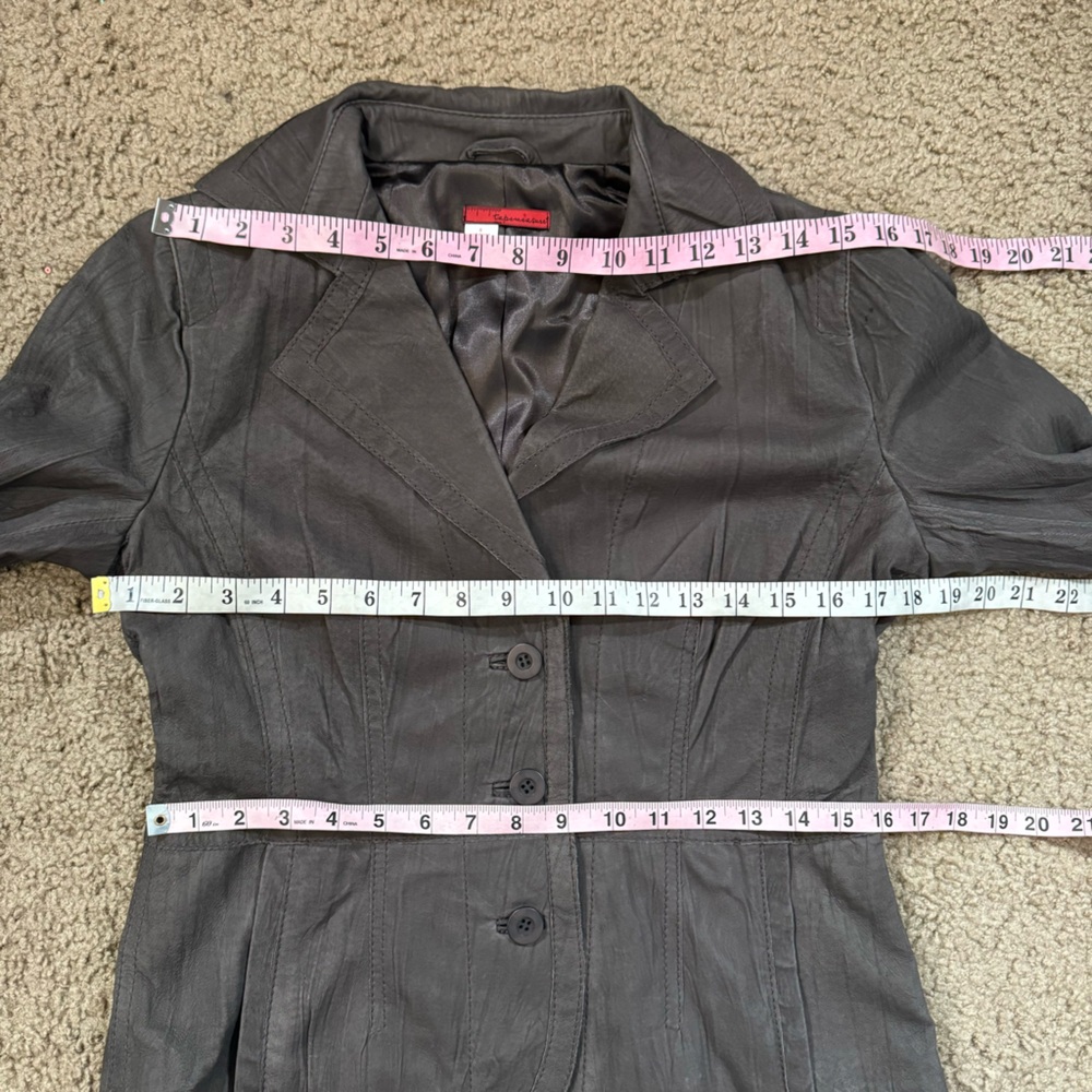 Vintage Tapemeasure Brown Leather Button Up Jacket - Picture 7 of 11